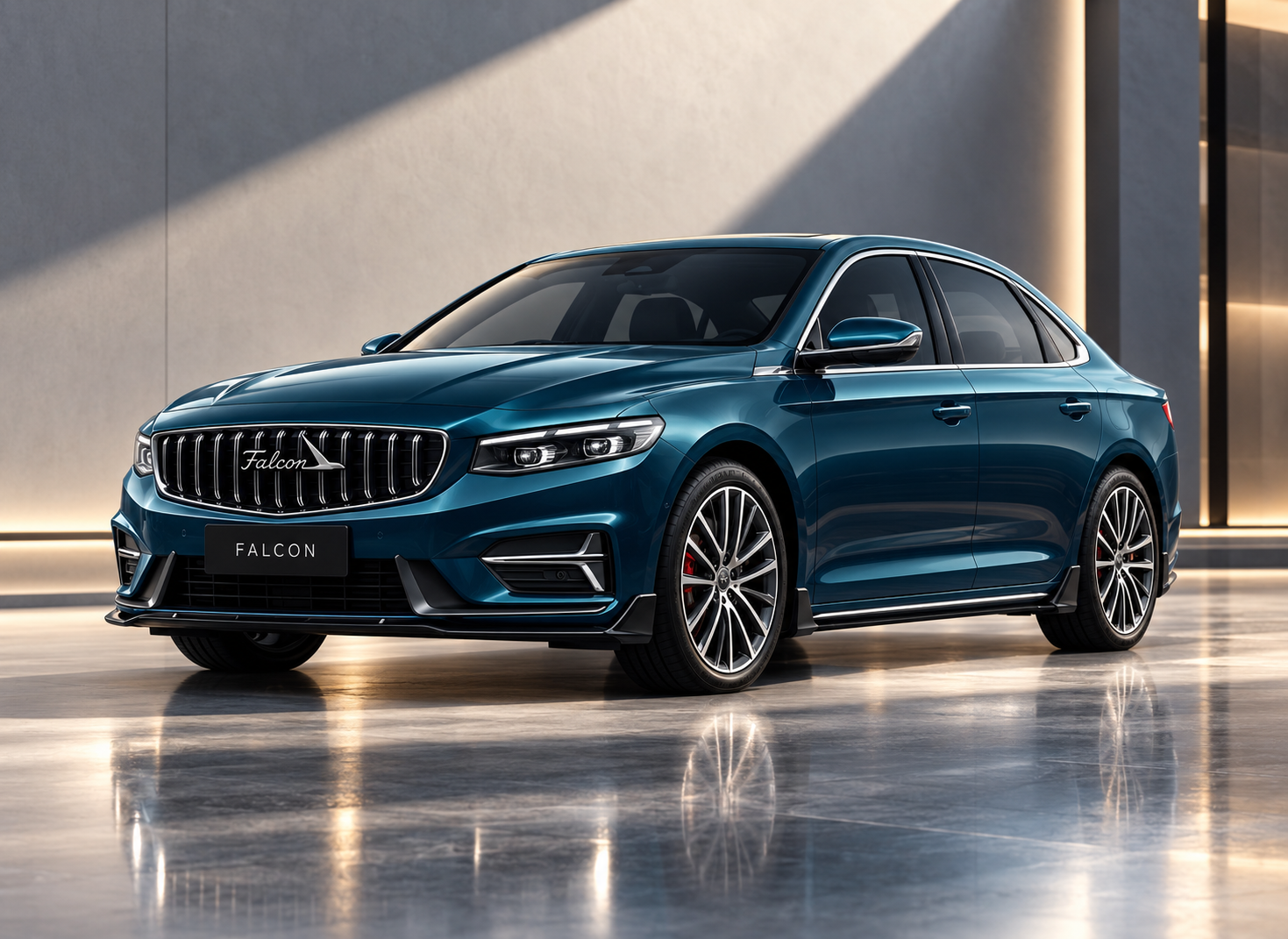 Falcon Motors executive sedan design-direction reference