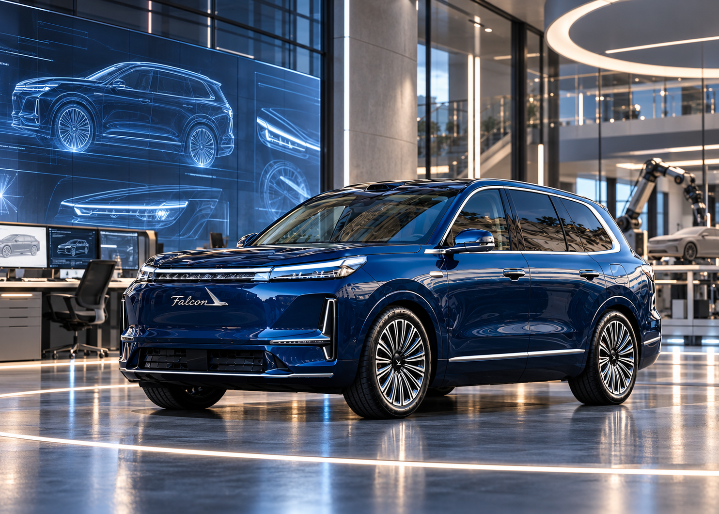 Falcon sedan engineering concept visualization